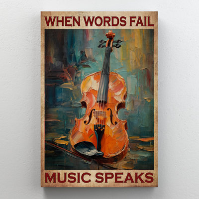 «Violin quand les mots échouent, musique parle», reproduction d'art graphique sur toile tendue