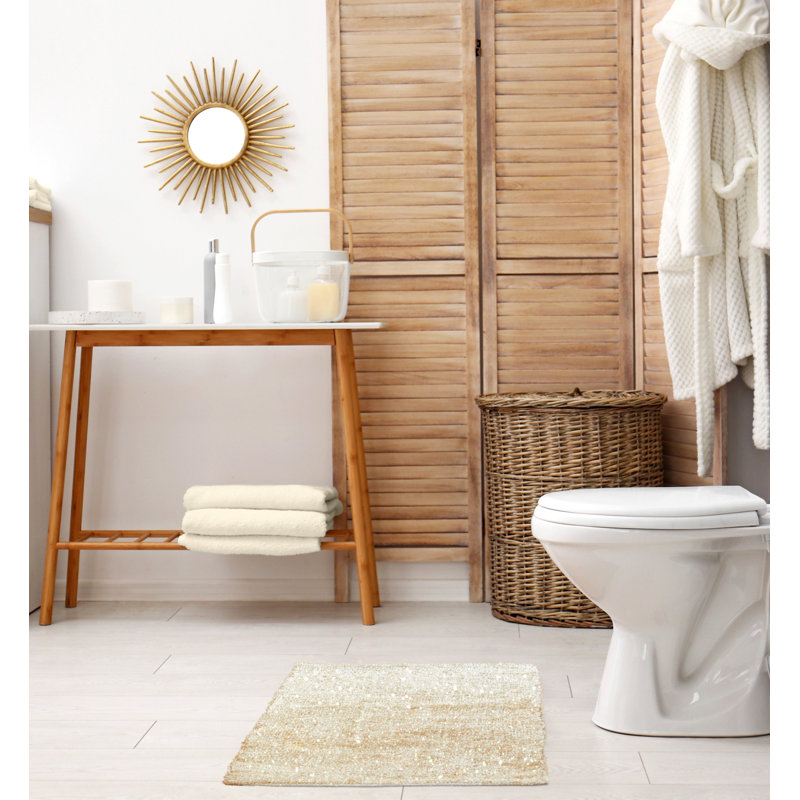 Twinkle Polyester Blend Non-Slip Shower Mat, Beige