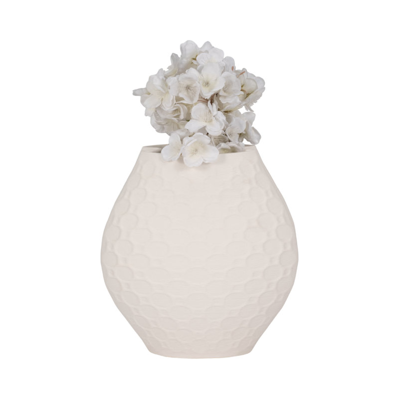 Brayden Studio® Elphantine 3D Printed Vase, Ivory/Beige, 11" H x 10" W x 5" D