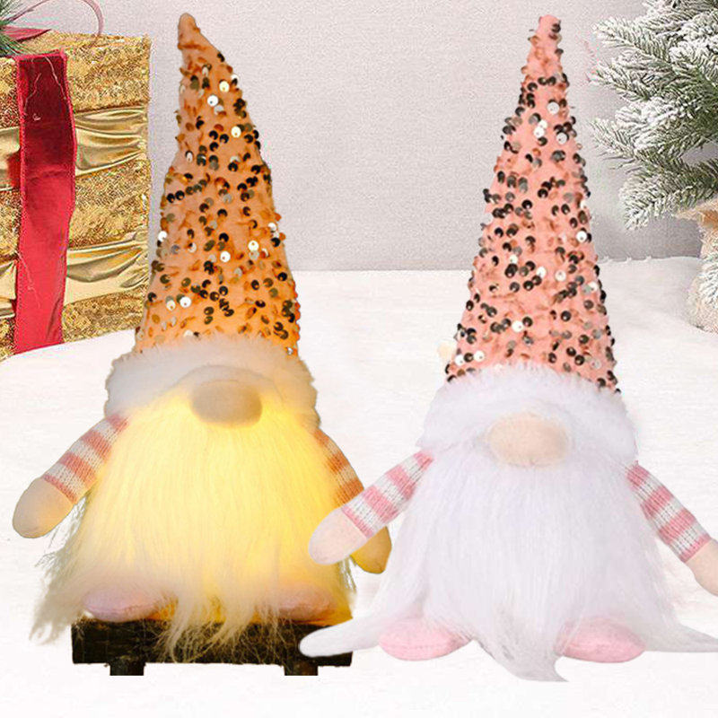 Gnomes de Noël 11,81 po avec peluche, Rose