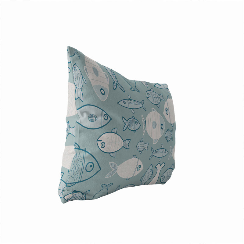 Coussin extérieur Here Fishy, Bleu clair