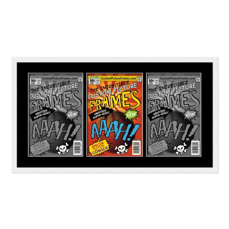 Wood Picture Frame with Mat, 7.25" x 10.5", White/Black