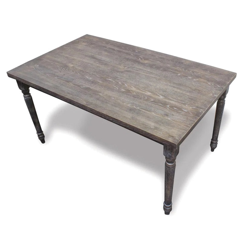Table de salle à manger rectangulaire en bois gris de style transitionnel de 59 pouces, conception rustique, 6 sièges, quatre pieds, table d'assemblage requise avec finition patinée