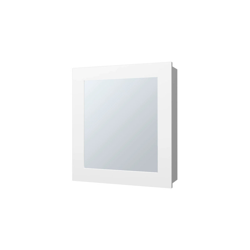 Armoire de salle de bain murale blanche avec miroir et 2 tablettes blanches modernes, White
