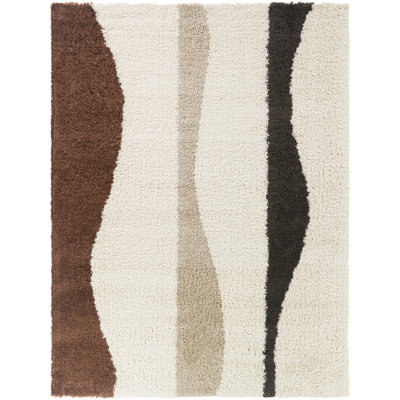 Pashyn Rust Abstract Waves Area Rug