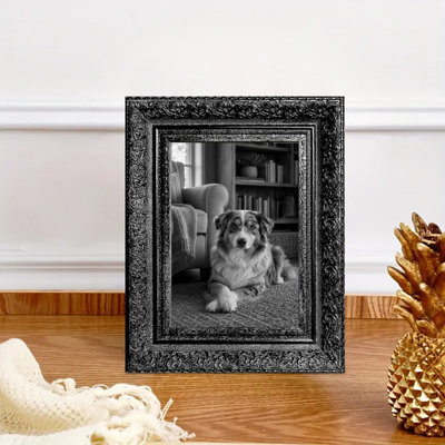 Black 3 PCS 5" x 7" Traditional Picture Frame with Tabletop Stand and Wall Hooks
