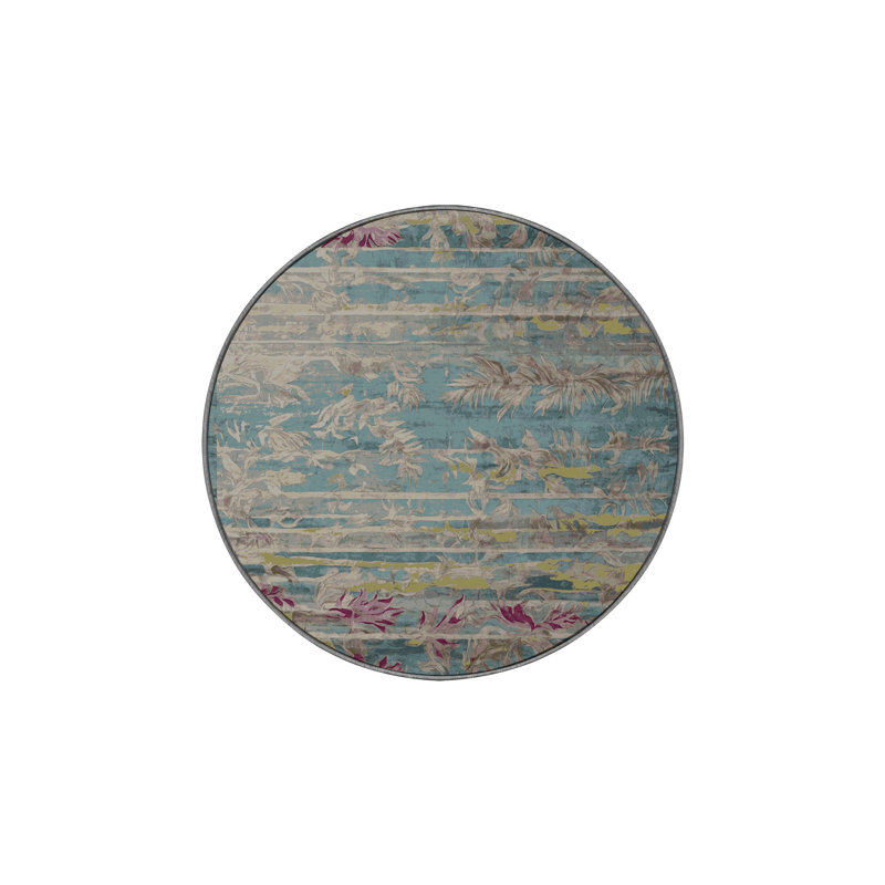Machine Washable Gray Area Rug, Round 6'