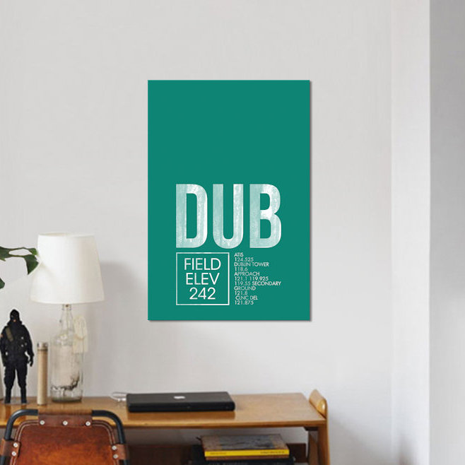 « dublin’traffic control series », art textuel sur toile, H 26 po x l 18 po x P 1,5 po, Toile tendue, Pas de tapis