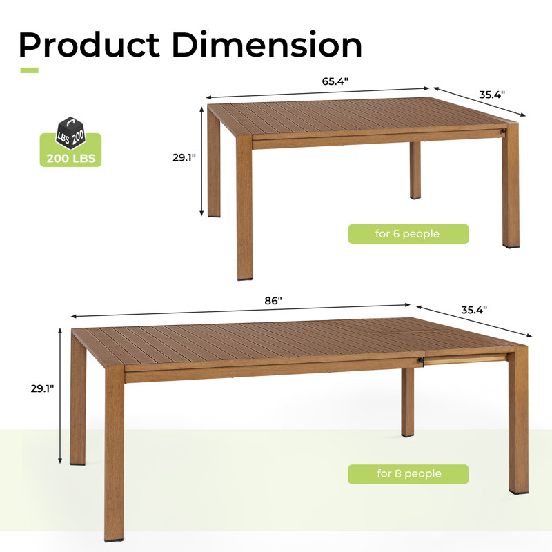 Table de salle à manger d'extérieur 100% aluminium Hebb