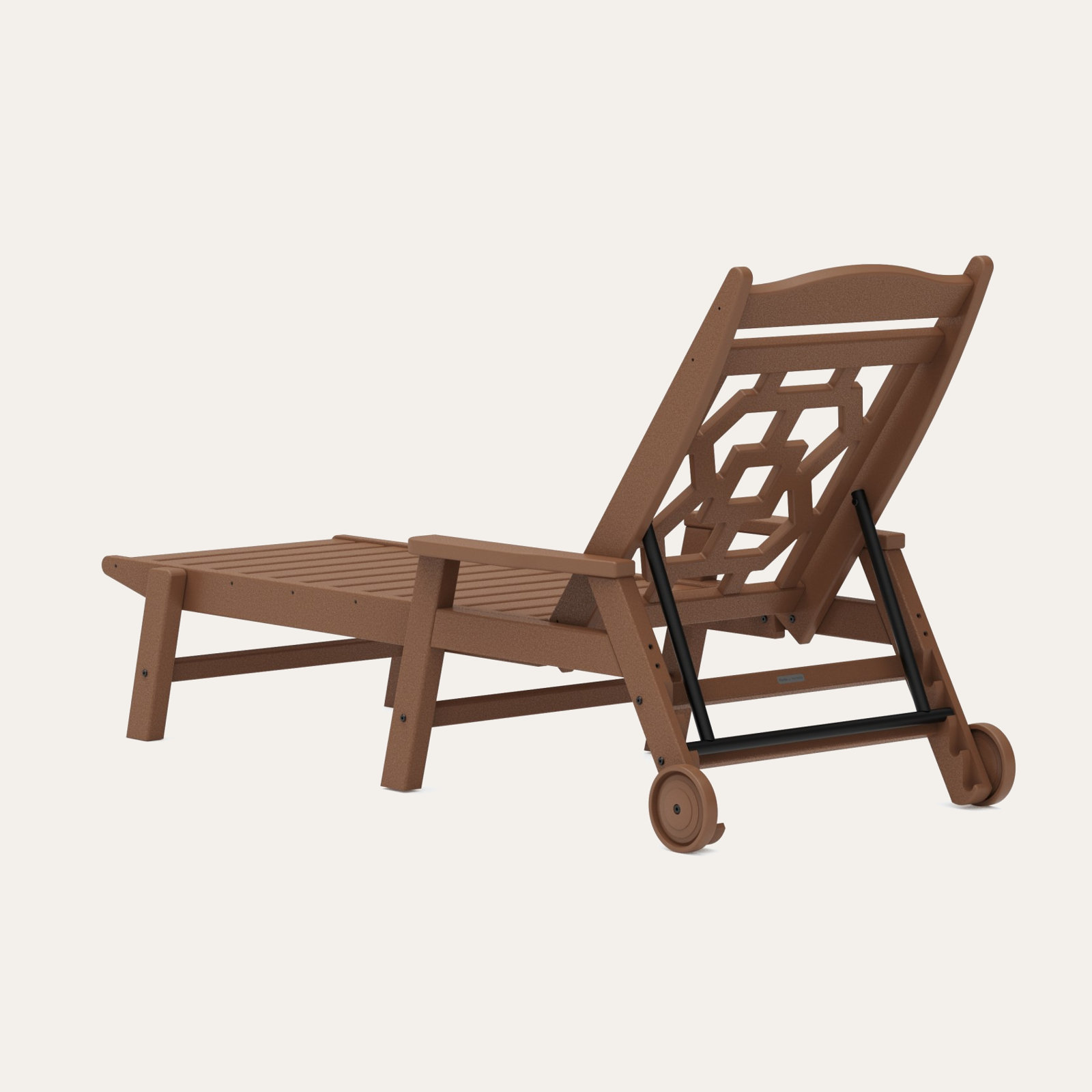 Chinoiserie Outdoor Chaise Lounge, Teak