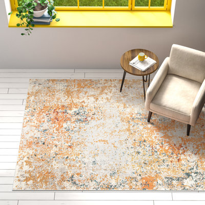 Besfort Abstract Ivory/Orange Area Rug