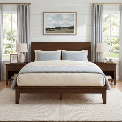 Capricorn Mid-Century Modern Solid Wood Bed Frame, Easy Assembly