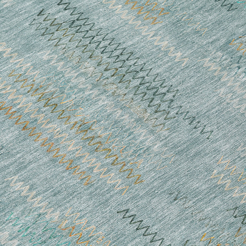 Tapis moderne lavable à la machine intérieur / extérieur ACN2887, Teal, 1'8" x 2'6"