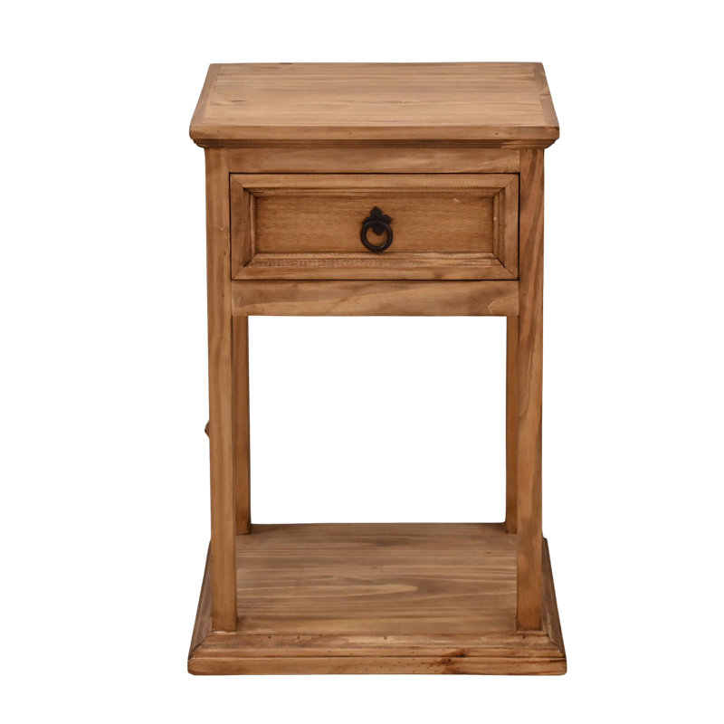 Willow Creek Transitional Nightstand with Drawer Storage in Honey Finish, Beige