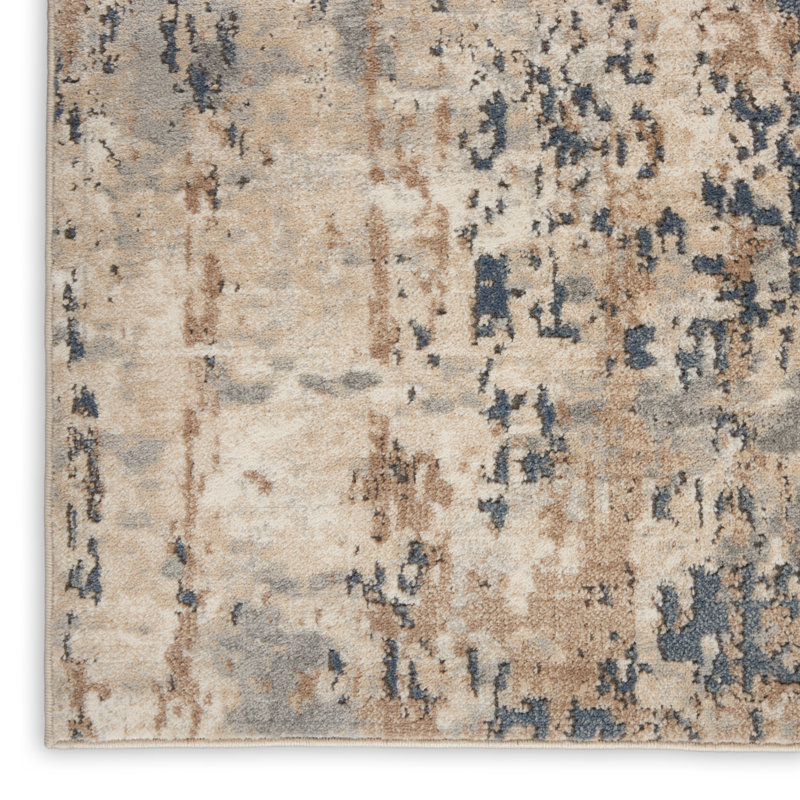 Tapis beige / gris en polyester / polypropylène tissé à la machine Addie, Beige/gris, Tapis de couloir 2 pi 2 po x 7 pi 6 po
