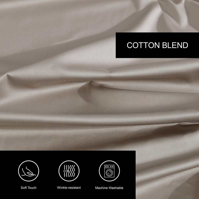 800 Thread Count Cotton Blend Sheet Set, Queen Sheet Set with 2 Pillowcases, Beige