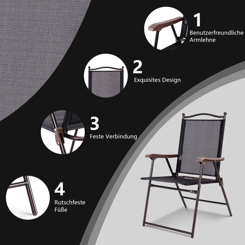 Martelle Folding Camping Chair, Black