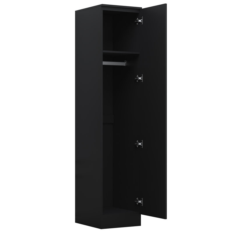 Osbourne Plain 1 Door Wardrobe, Black Oak/Gloss Black
