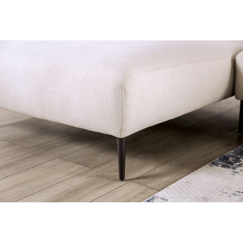 Marshay Upholstered L-Shaped Sectional, Right Hand Facing, White Linen Blend