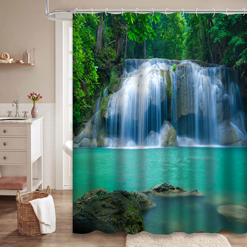 Rideau de douche avec 12 crochets Thailande, L 72 po x l 78 po