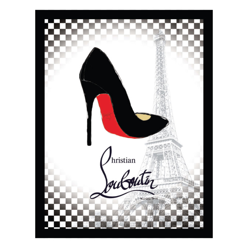 «Fashion Designer Classy Black / Red Pump», reproduction d'art encadrée