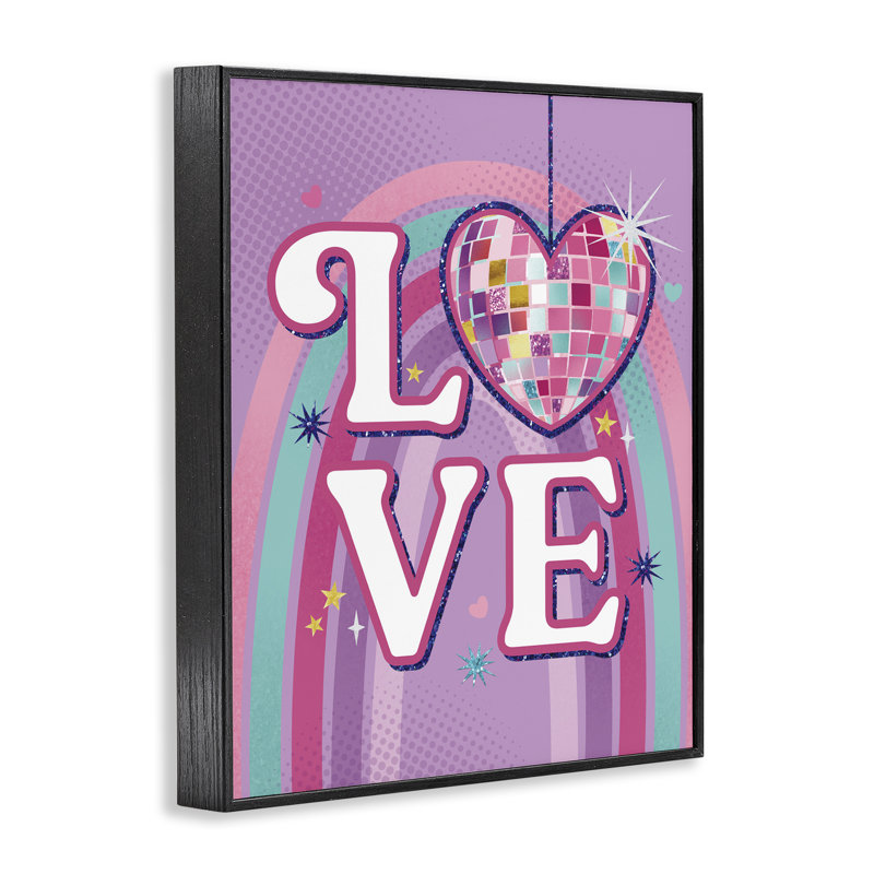 Giclée encadrée «Love Disco Heart» par Courtney Morgenstern, H 14 po x l 11 po, Giclée encadrée noir minuit