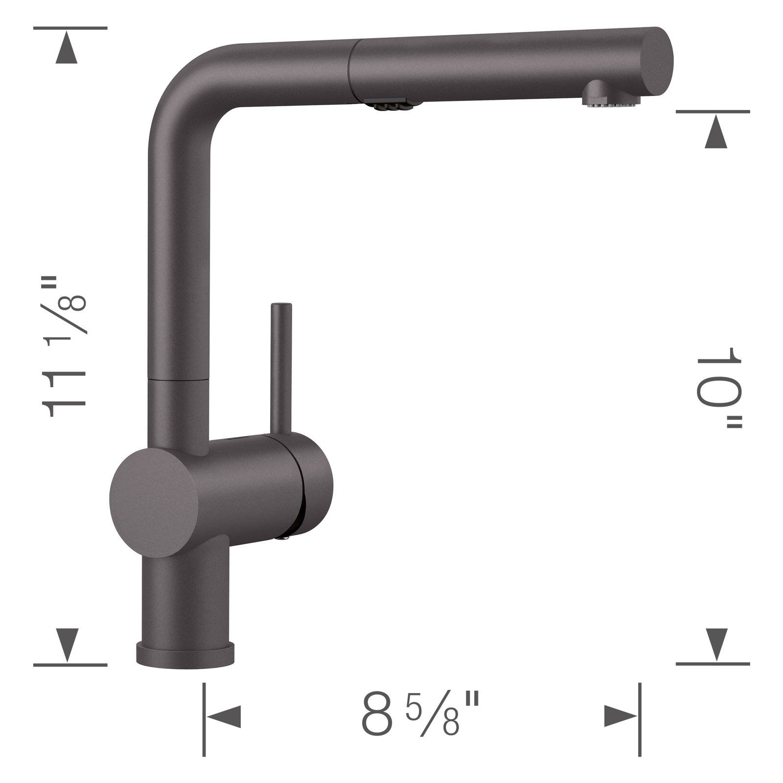Linus Low Arc Pull-Out Kitchen Faucet, Cinder