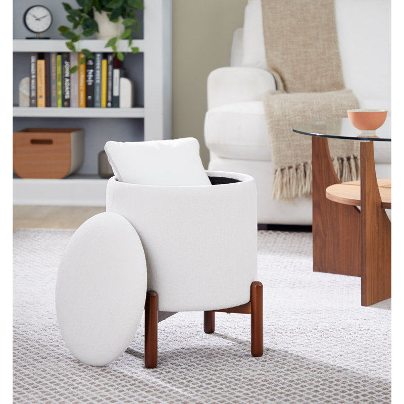  Greely Wood Storage Ottoman, White
