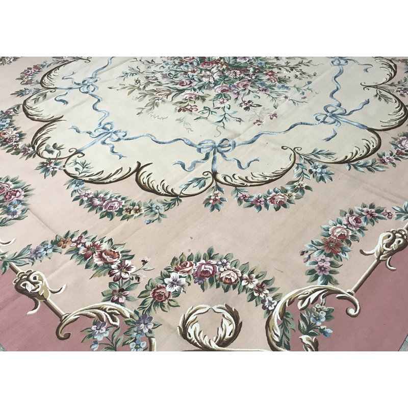 Hand-Knotted High-Quality Beige and Rust Area Rug