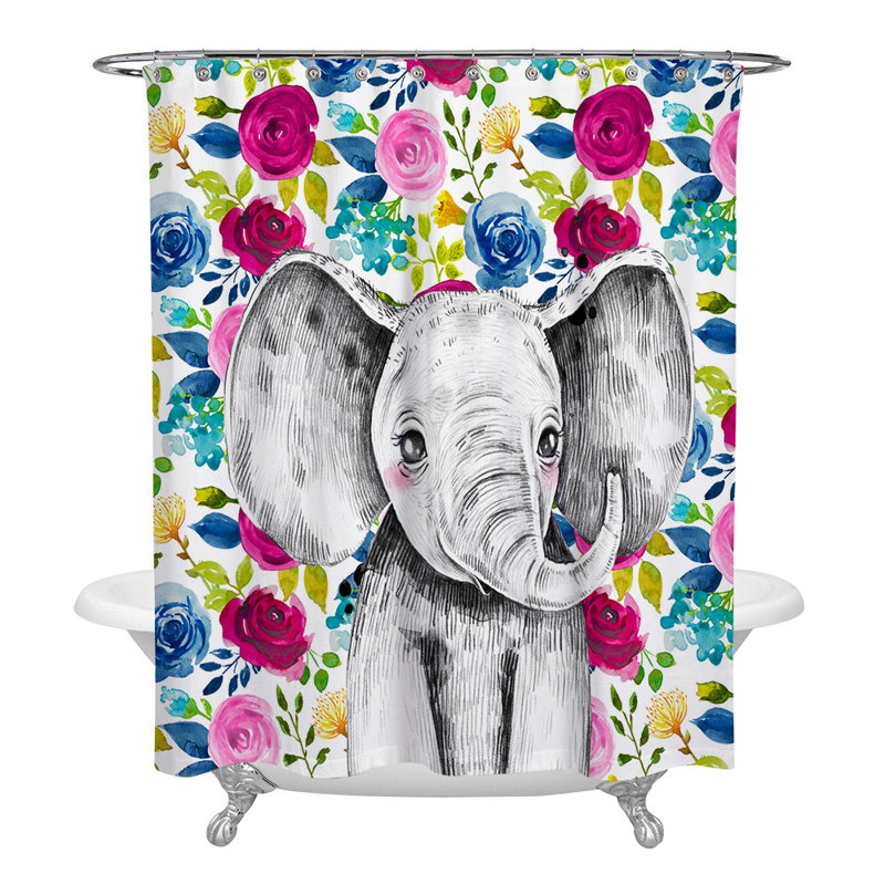 Rideau de douche simple à motif floral, H 83 po x l 70 po