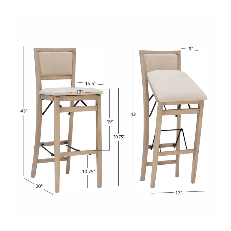 Tabouret de comptoir / de bar pliable Phaedra avec siège et dossier rembourrés, Polyester gris délavé