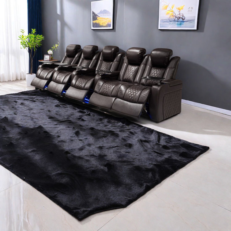 Fauteuil inclinable réglable en cuir véritable avec rangement, style moderne pour le divertissement à domicile
