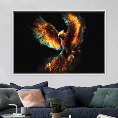 Art sur toile noir d'inspiration Phoenix pour décoration intérieure moderne - art abstrait animal tendance