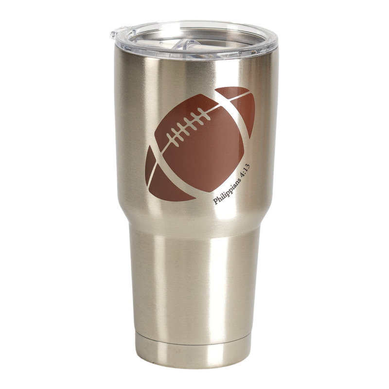 Gobelet de voyage à double paroi 30 oz en acier inoxydable His Football