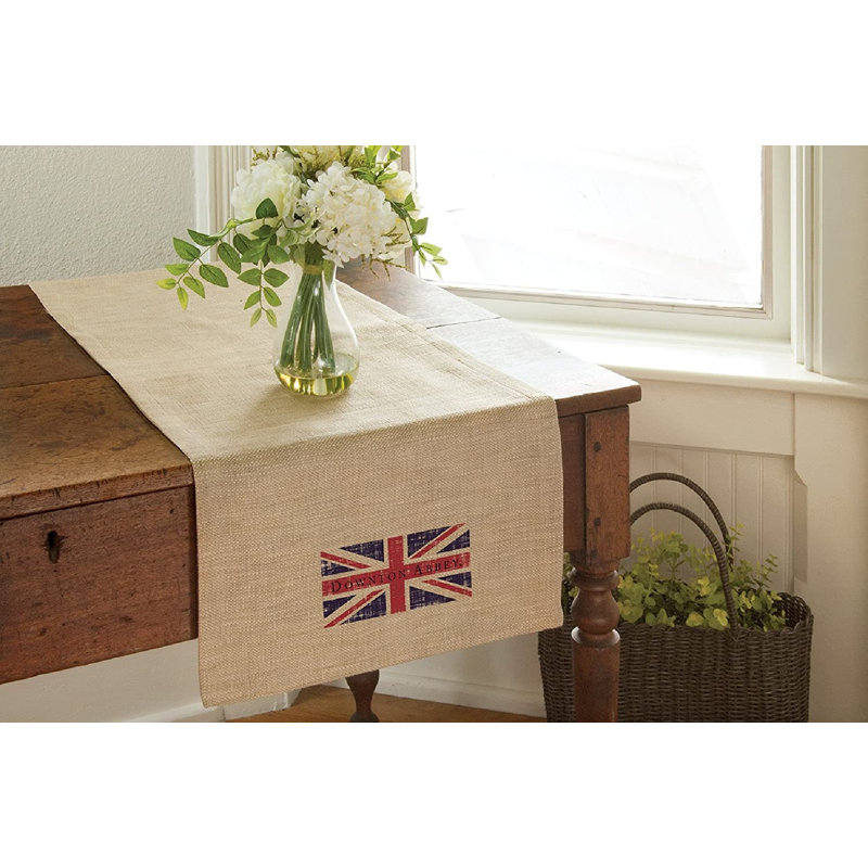 16" x 48" Beige Downton Abbey British Union Jack Table Runner