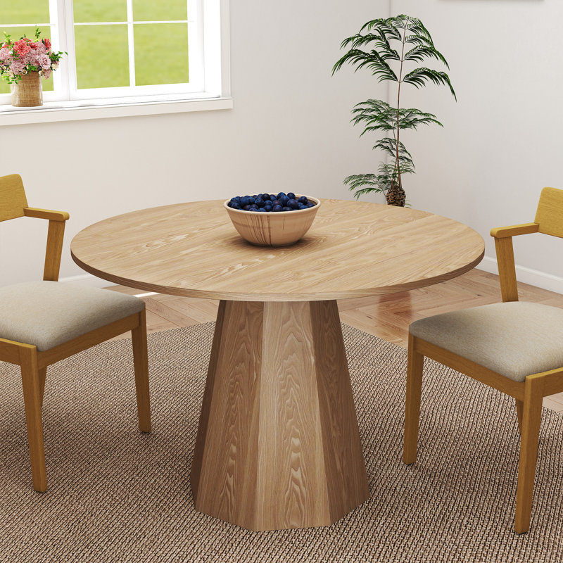 39" Round Pedestal Dining Table, Brown