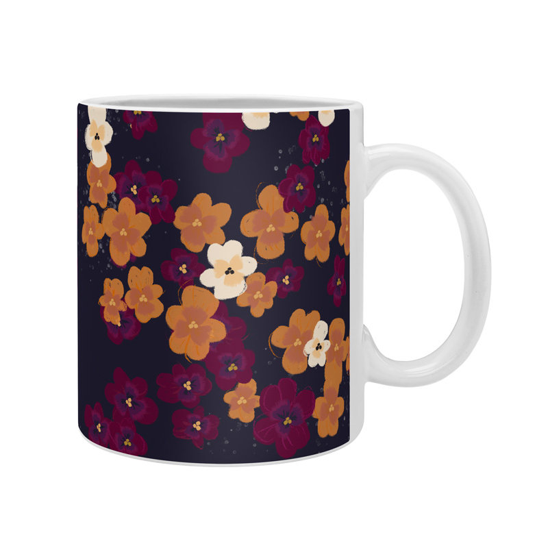 Grande tasse à café à fleurs pensées