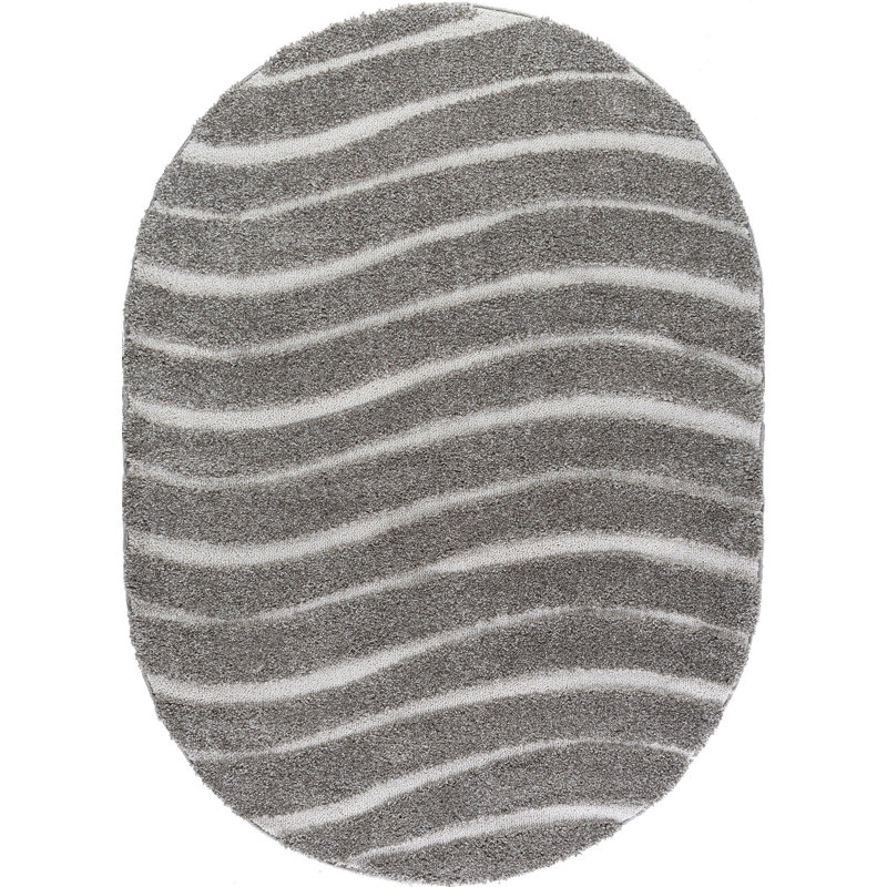 Tapis gris / crème Nassauer, Ovale 6 pi 7 po x 9 pi 6 po