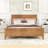 Wooden Platform Bed with Tapered Legs and Headboard-719084261-719084264