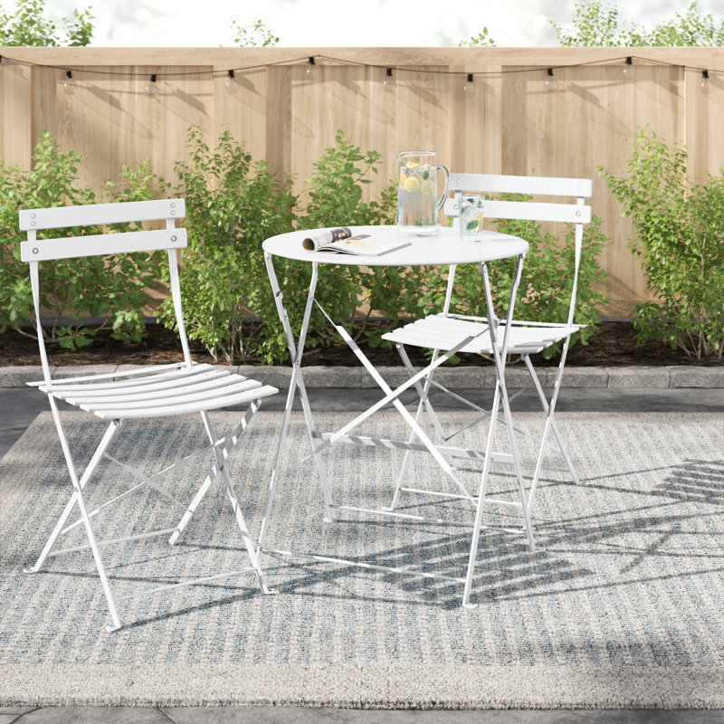 Colm 2 - Person Patio Dining Set with Round Table, Grey/Brown/Blue