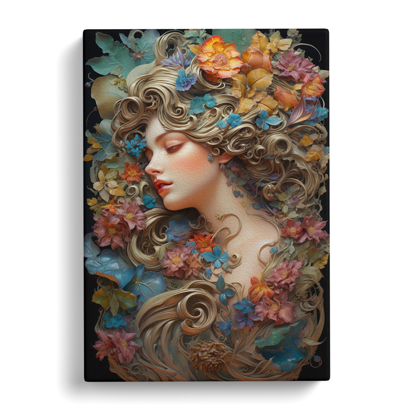 Floral Nouveau - Wrapped Canvas, 50cm H x 35cm W x 3cm D