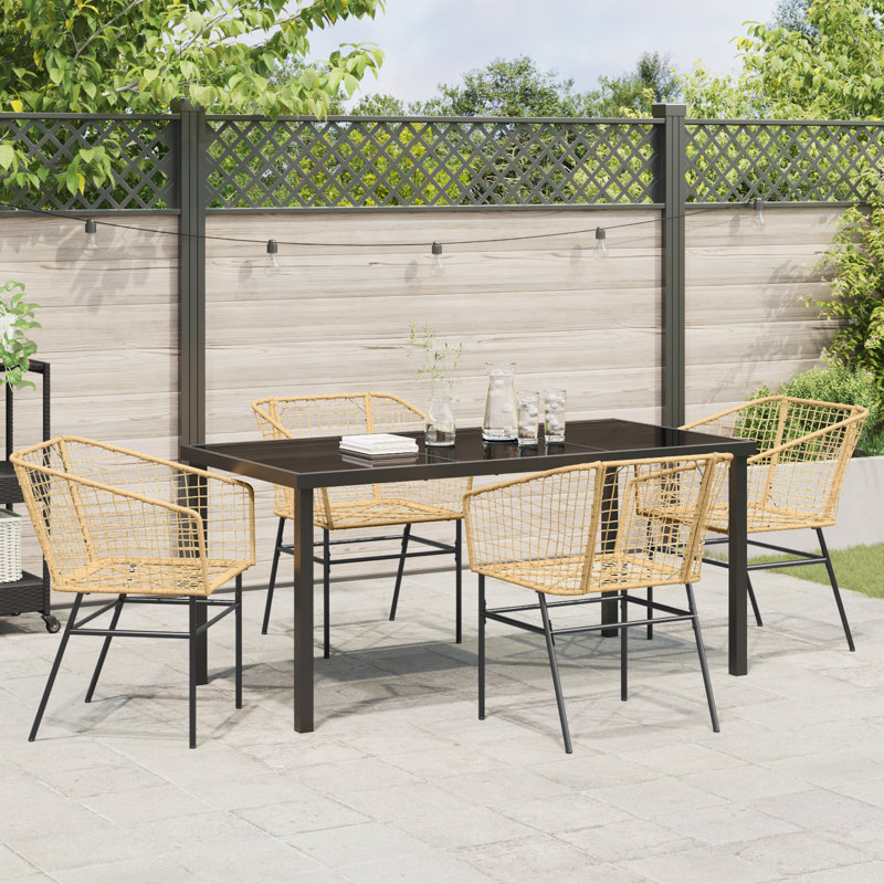 4 - Person Patio Dining Set with, Brown, 73cm H x 160cm W x 73cm D