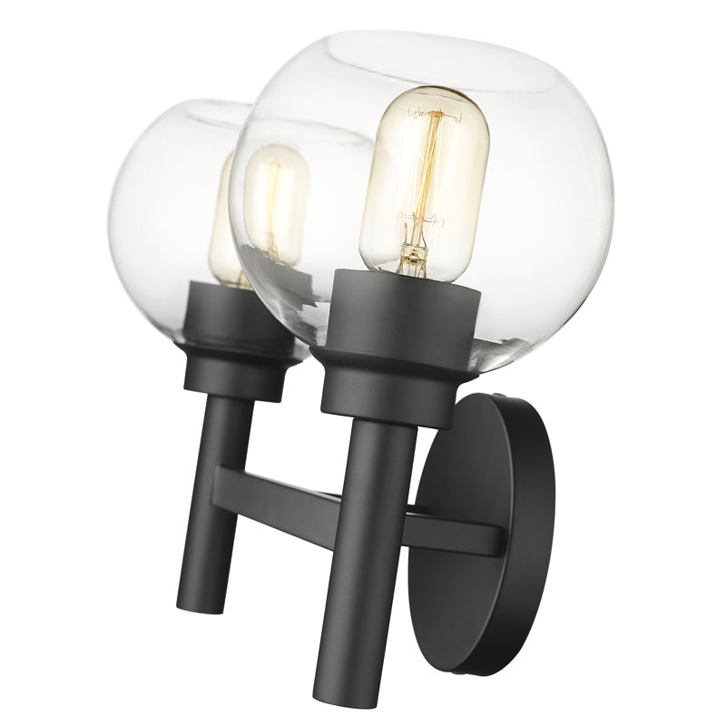Éclairage pour meuble-lavabo à intensité variable à 2 lumières Jakeryan, Noir mat