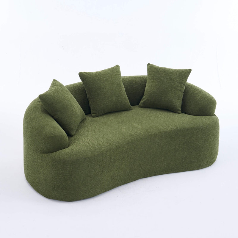 Causeuse incurvée 65 po en 65 po - sans assemblage avec mousse à compression 30D, Vert