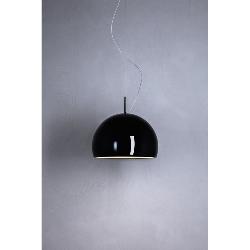 Biluna 1 - Light White Dome Pendant, Glossy Black, Yes