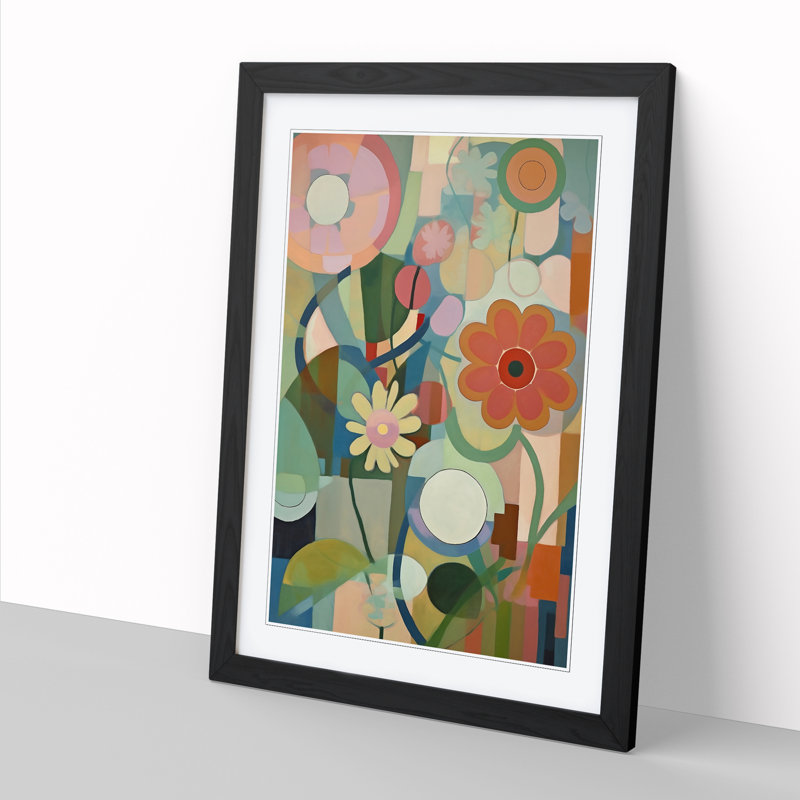 FRM-V0523-961X Flowers Orphism Vol.3 - Picture Frame Print, Oak, 34cm H x 25cm W x 2cm D