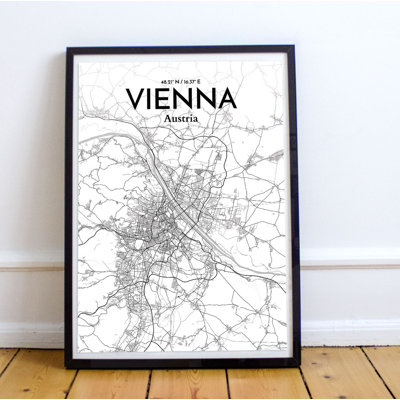 Vienna City Map - No Frame Print