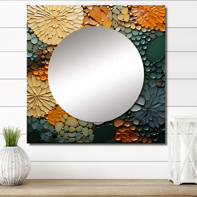 Amariea - Miroir abstrait carré, art mural pour salle de bain, 29 po x 29 po