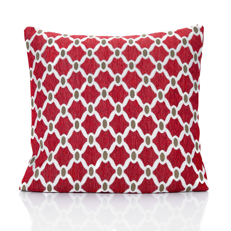Beauville Geometric Square Cushion, Red/Cream