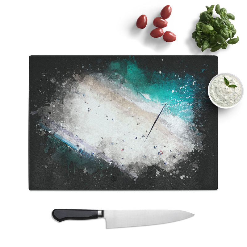 Tempered Glass Bournemouth Beach Chopping Board, 20 cm x 28.5 cm